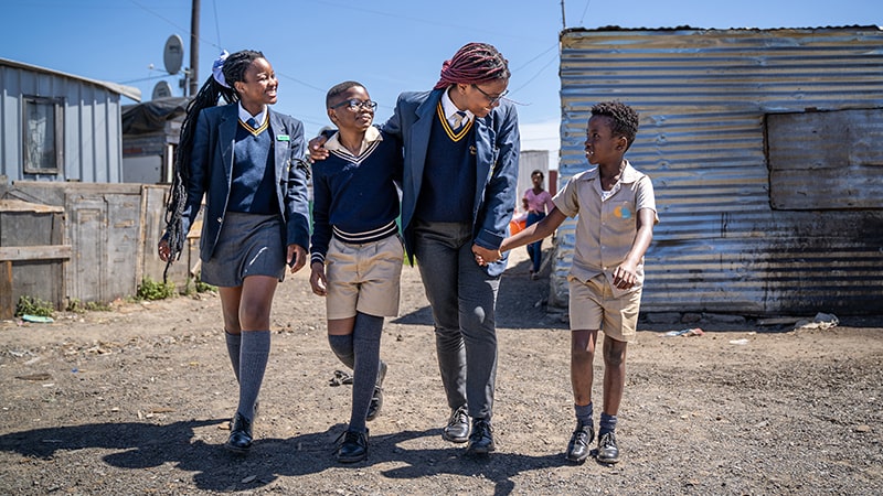 CHSA kids walking in neighborhood